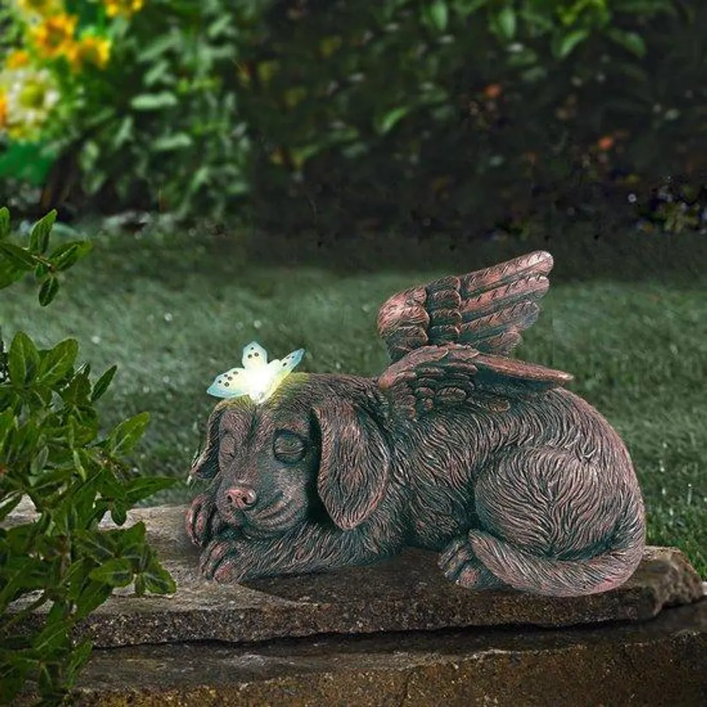 Figurine chien endormi en cuivre - Décoration balcon résistante L25cm