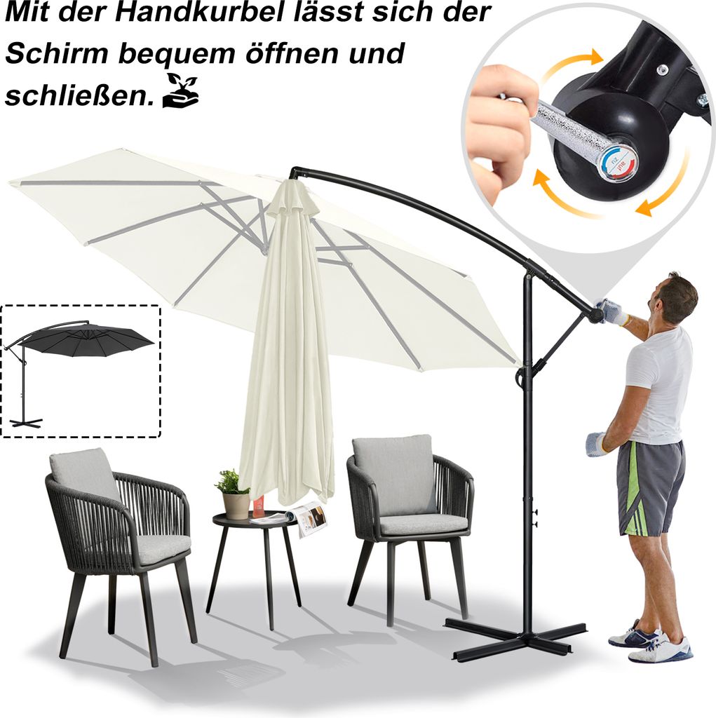 LZQ ALU Sonnenschirm Gartenschirm Ø350cm Terrassenschirm Produktbild 7