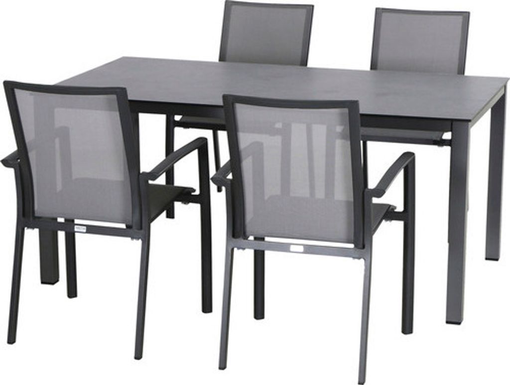 Dining-Set Siena Garden Velia SET 5-teilig Sola Loft 4 x Sessel anthrazit, 160 x 90 cm, HPL