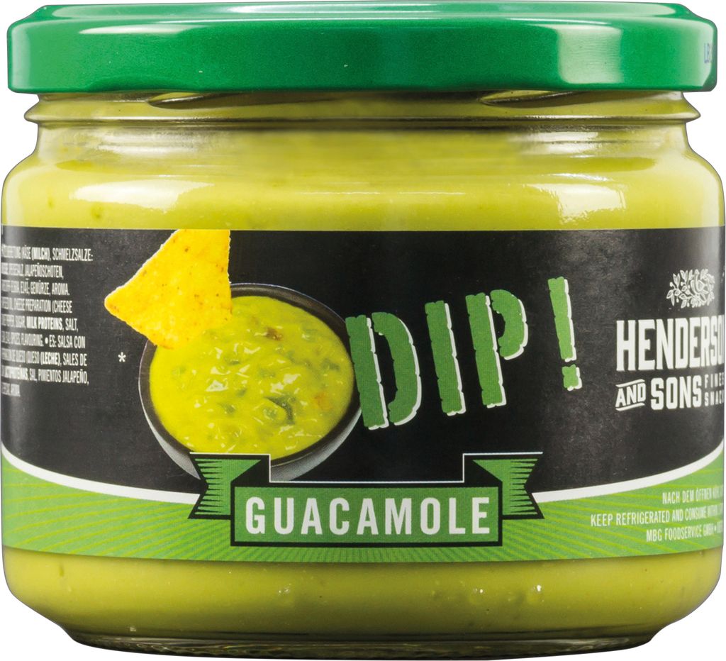 Henderson Sons Guacamole Dip grün cremig pikant im Glas 300g