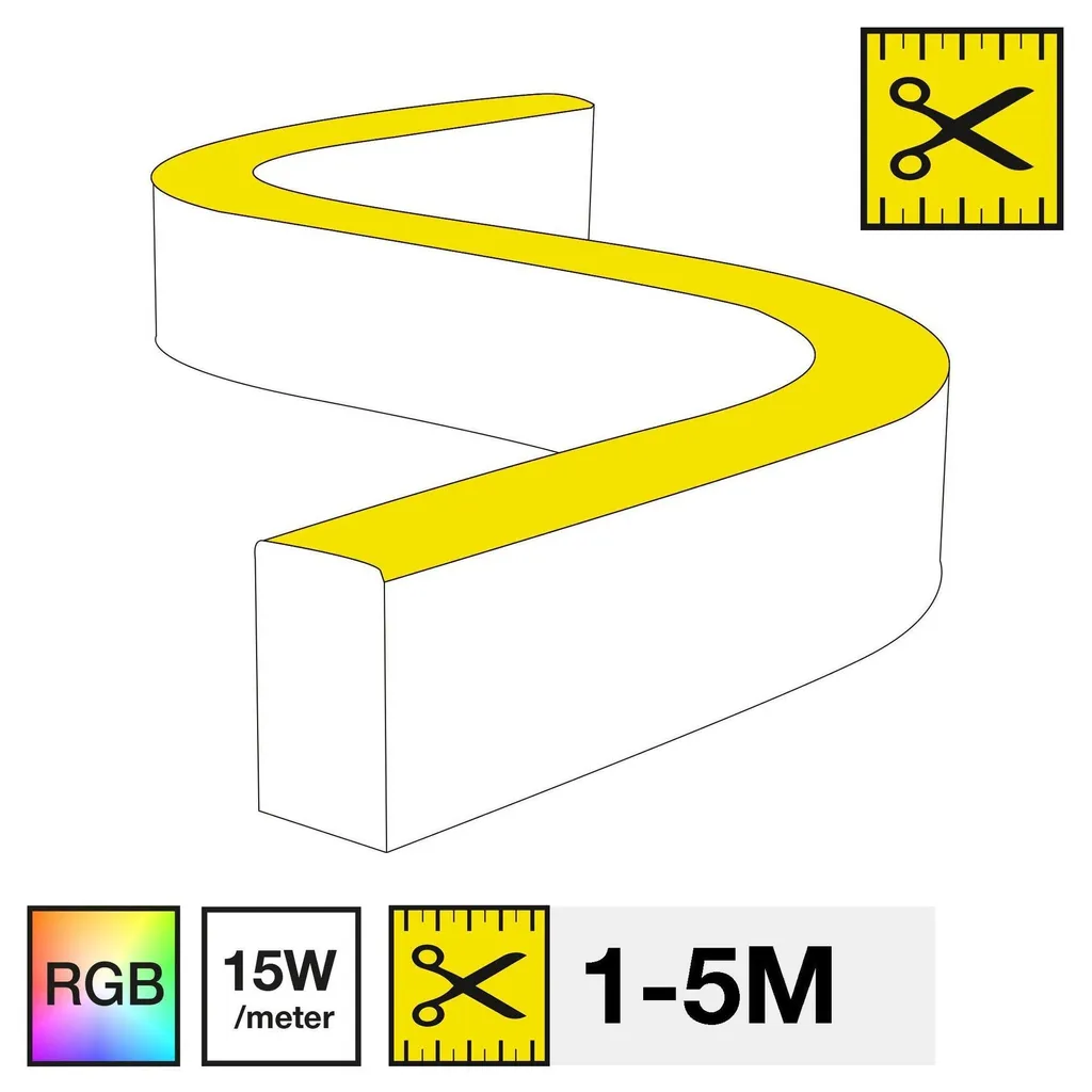 Ruban LED RGB pour éclairage de jardin IP67 SLC NEON FLEX 1-5m 15W