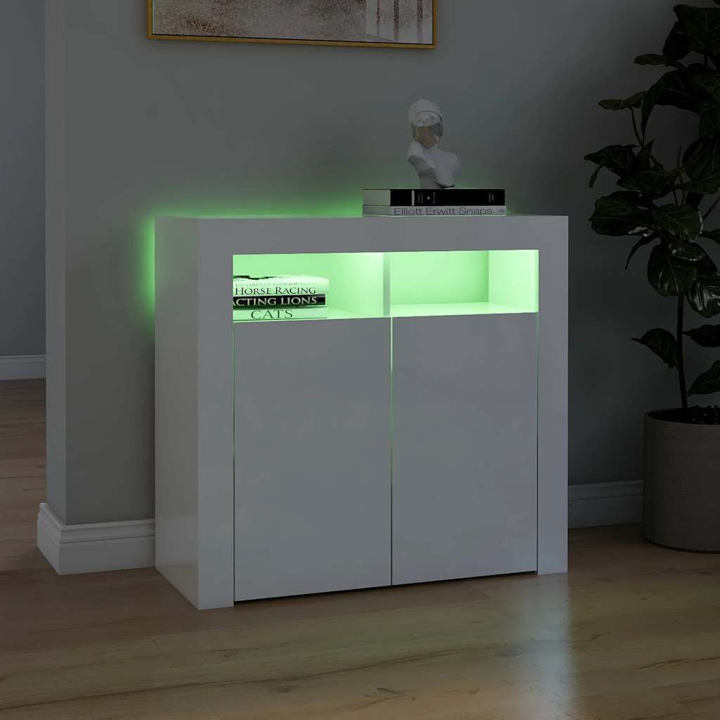 vidaXL Kredens z oświetleniem LED biały wysoki połysk Zdjęcie produktu 3