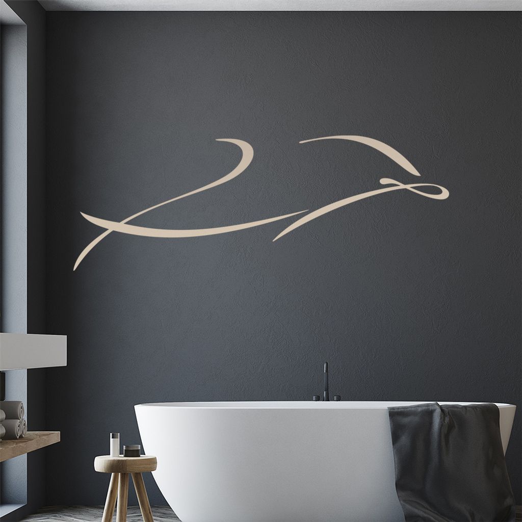 Delfin Linien - Delfine Wandtattoo in 6 Größen - Wandaufkleber Wall Sticker - Dekoration, Küche, Wohnzimmer, Schlafzimmer, Badezimmer