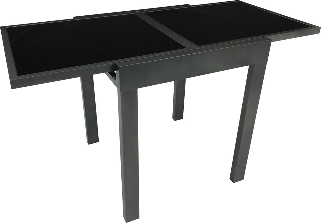 Balkon Ausziehtisch 65/130x65cm Aluminium anthrazit Glas Produktbild 