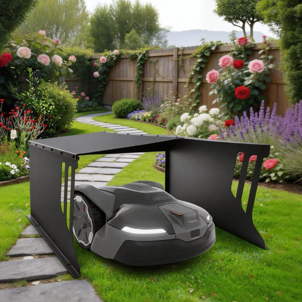 Profi Roboter Garage Rasenmäher, UV-beständig, Rostfrei, Metall-Unterstand für Rasenmäher 78x61x31 cm, Mährobotergarage Dach Carport Rasenroboter