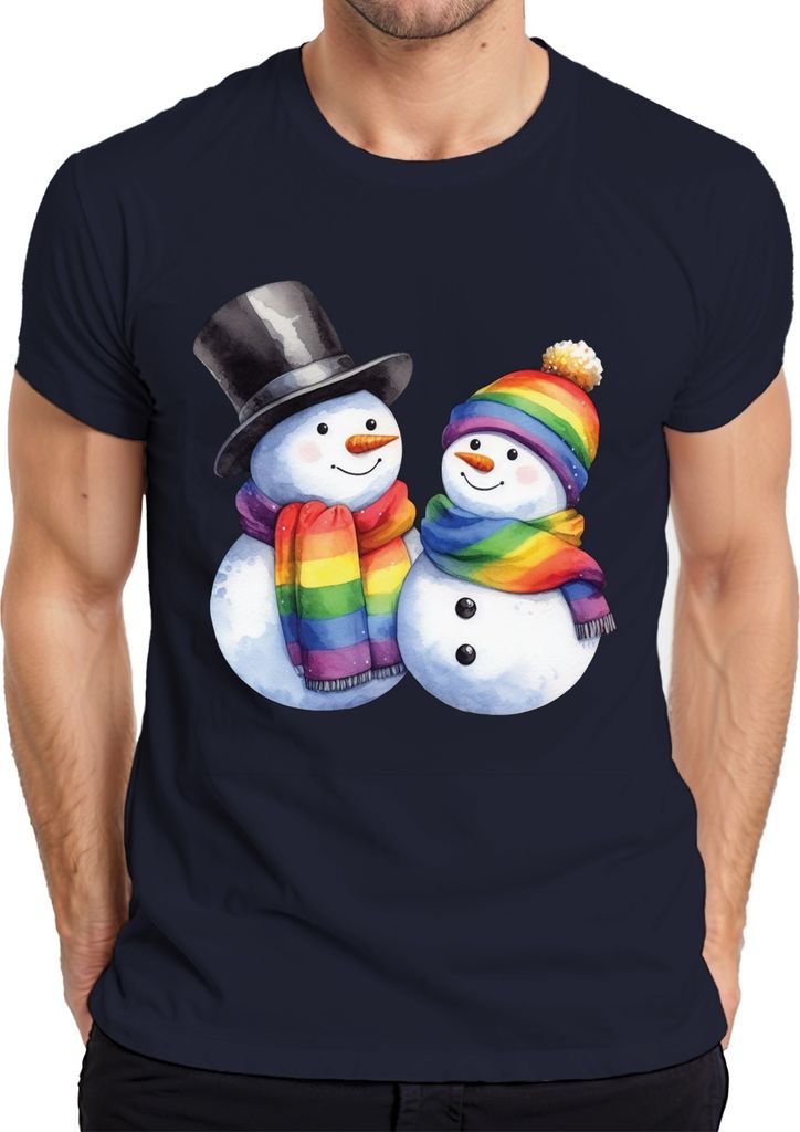 LGBTQ+ Schneemänner - Weihnachten Weihnachtsgeschenk Christmas Herren T-Shirt, Navy, 3XL