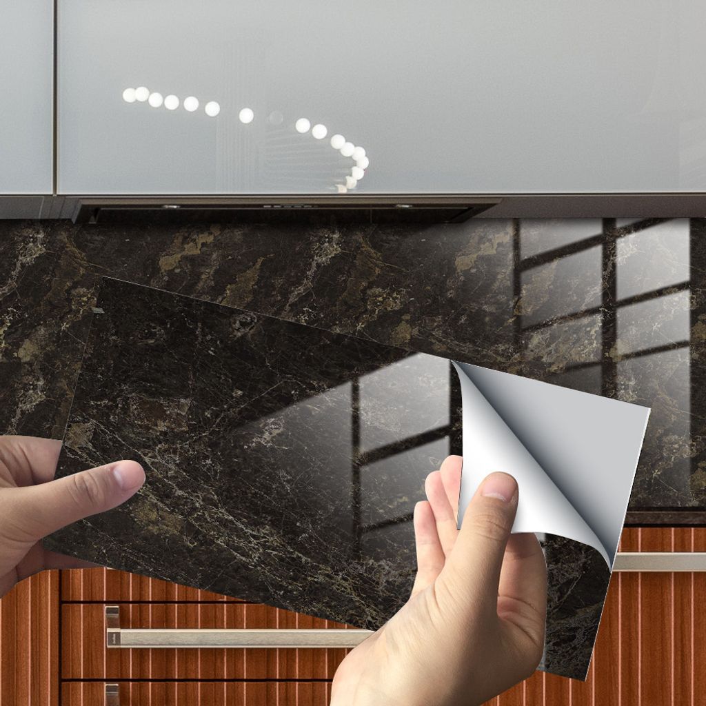 COOL-i Fliesenaufkleber 4 Stück 30×15cm für Küche, Bad, Dusche, Marmormuster Steinoptik