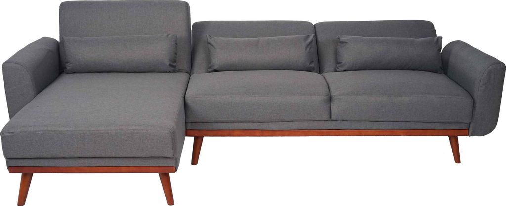 Sofa HWC-J20, Couch Ecksofa, L-Form 3-Sitzer Liegefläche Schlaffunktion Stoff/Textil 280cm anthrazit-grau