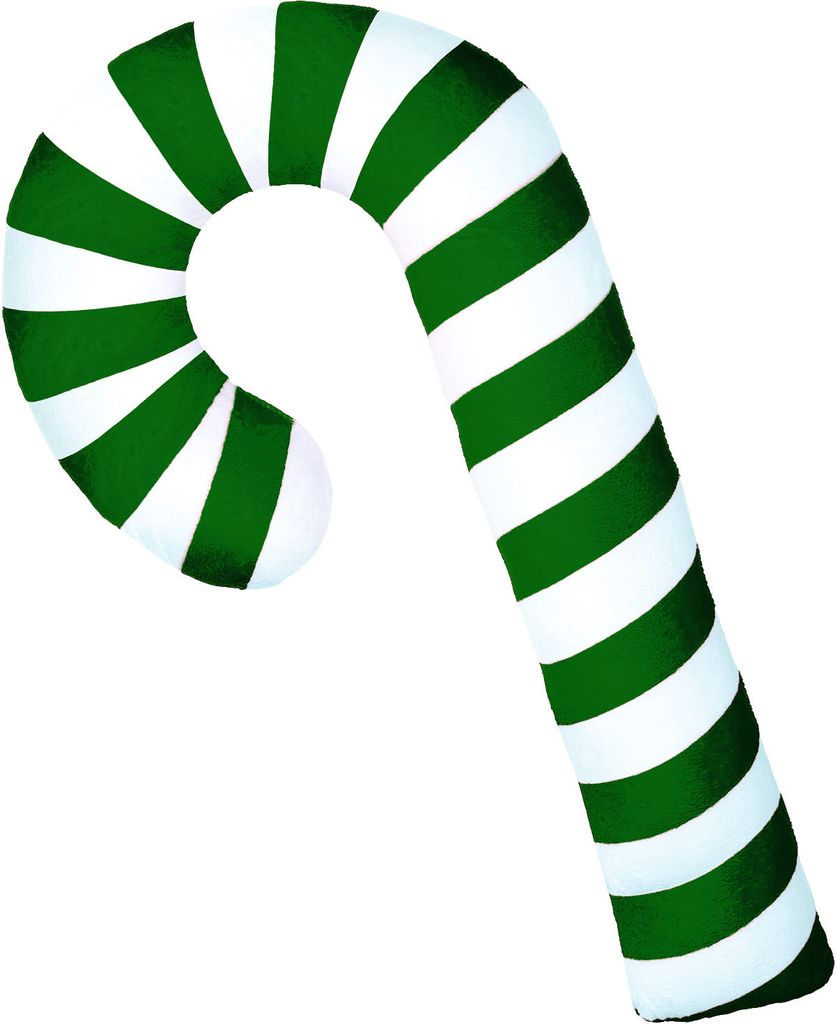 Deko Samt Kissen zum Weihnachten in Zuckerstangen Form | Gemütliches Weiches Material 55 x 8 cm Groß | Grün-Weiß [092]