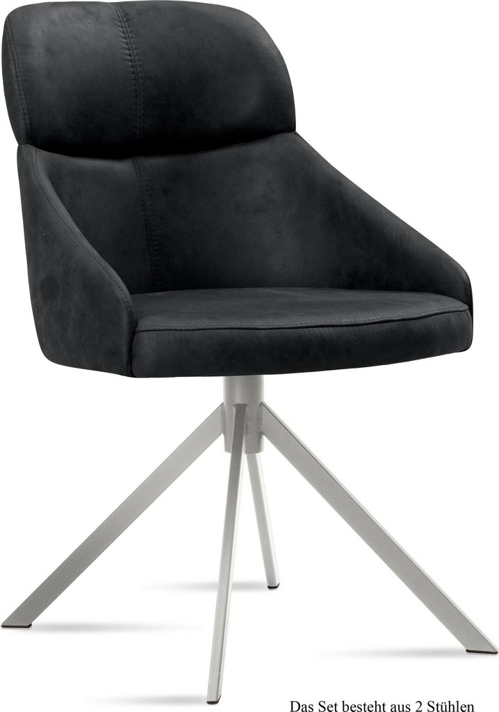 Esszimmerstuhl (2er-Set) Dounia 52x82x63 Edelstahl/Anthrazit