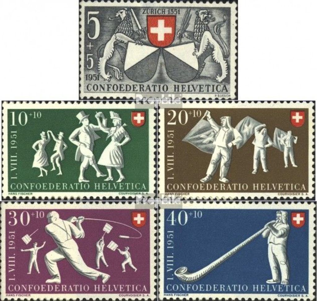 Briefmarken Schweiz 1951 Mi 555-559 (kompl.Ausgabe) postfrisch Pro Patria