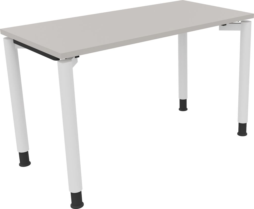 Schreibtisch Vierfuß Rundrohr B1200xT600xH680-820 ws/Lichtgrau