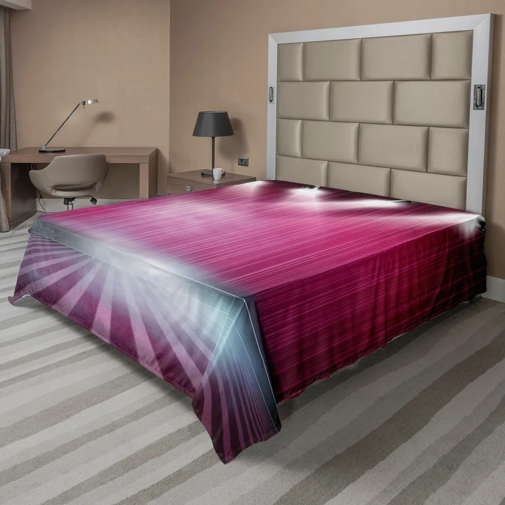 Drap plat anti-plis pour lit décoratif motif rideaux théâtre fuchsia 205cm