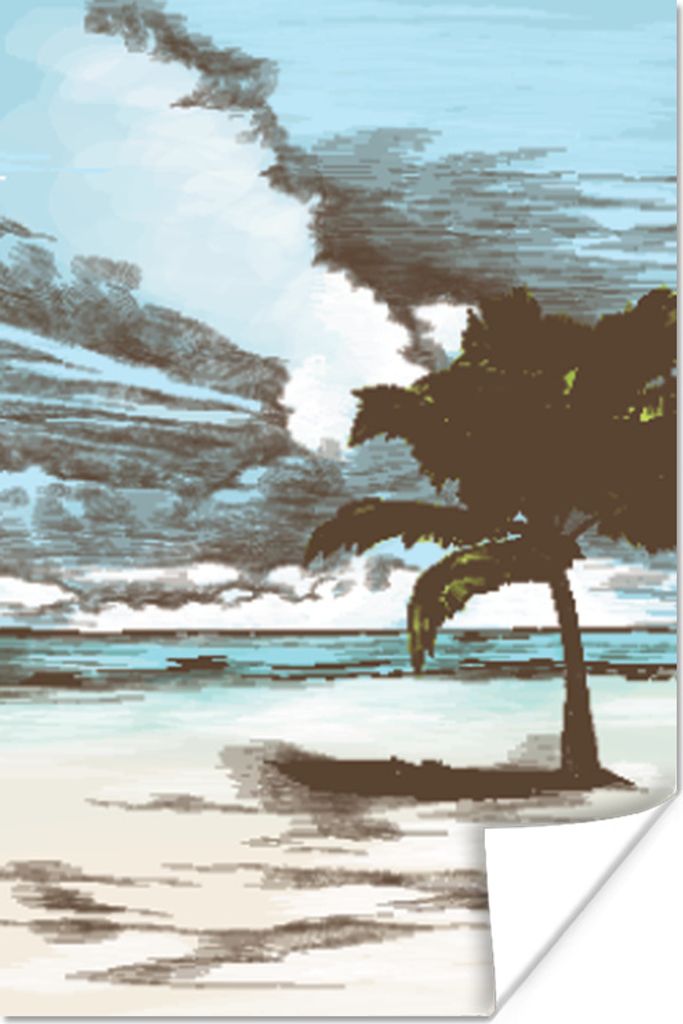 MuchoWow Poster Palme - Strand - Meer 20x30 cm - Papierdruck