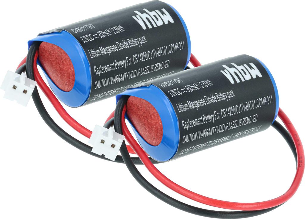 vhbw 2x Akku kompatibel mit Omron CJ2G, CJ2M, CJ1G, CP1H, CJ1M, CP1E, CP1L Steuereinheit (850 mAh, 3 V, Li-MnO2)
