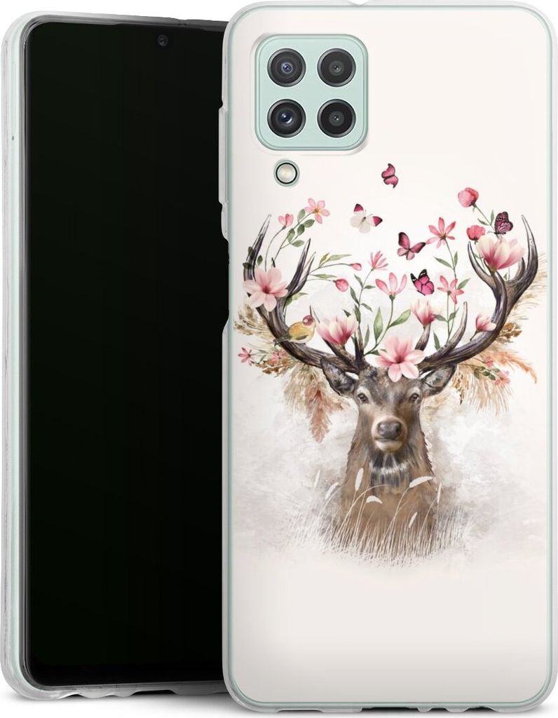DeinDesign Handyhülle für Samsung Galaxy A22 4G Silikon Hülle Case Smartphone Schutzhülle Blumen Hirsch Tiere
