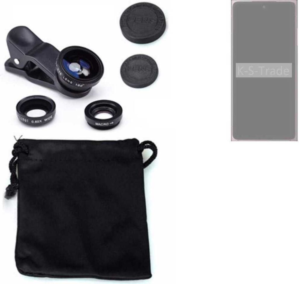 K-S-Trade Smartphone Kamera Linsen Set Kompatibel mit HMD Skyline 3in1 Clip-On Kamera Adapter Macro Weitwinkel FishEye Fischauge Objektiv Linse