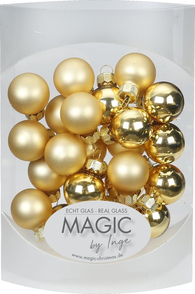 Weihnachtskugeln Glas 2cm, 25 Stück, Farbe:Inkagold glanz / Produktbild 