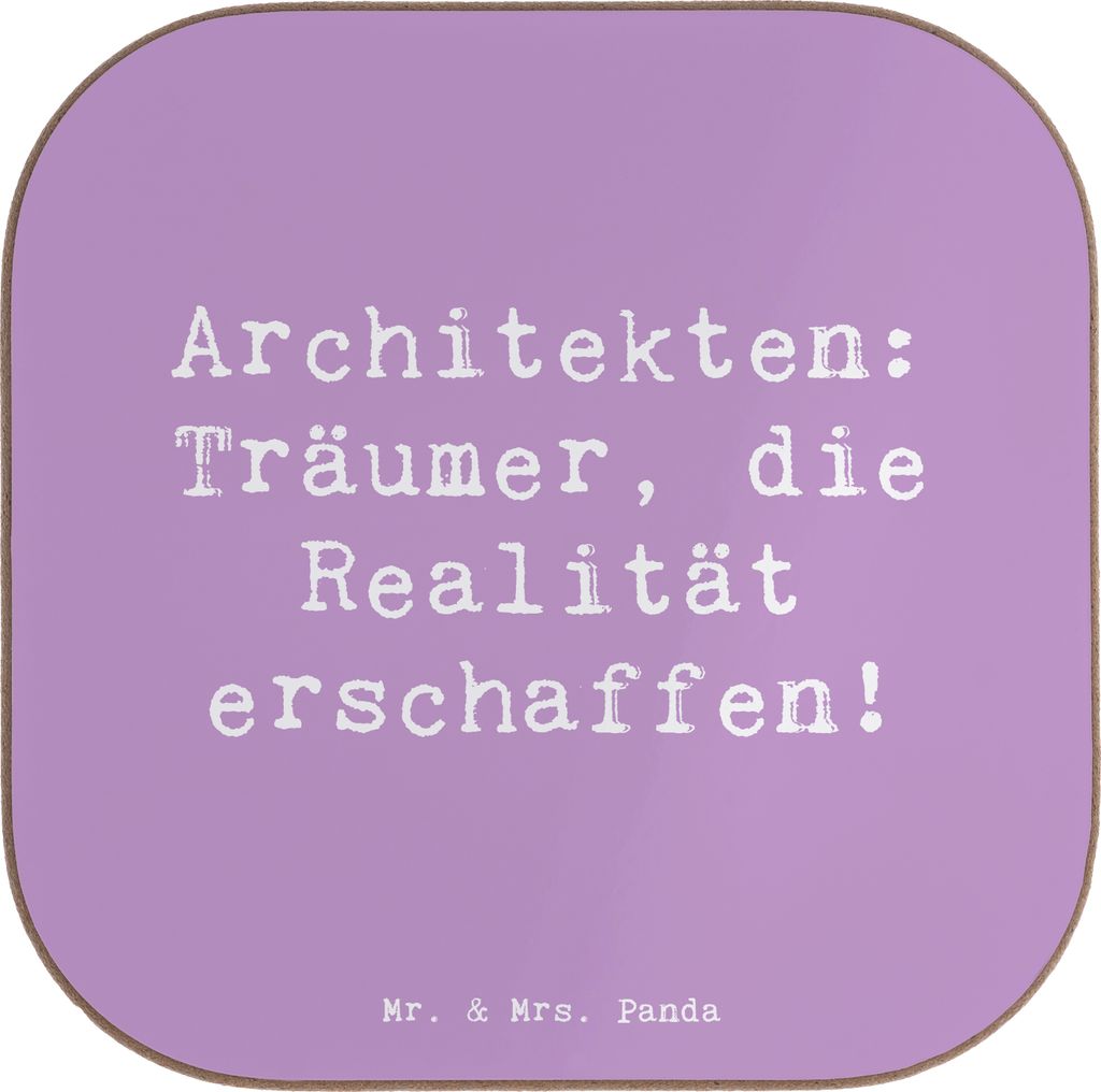 Mr. & Mrs. Panda Holzuntersetzer Spruch Architekt Träumer - Lavendeltraum - Geschenk, Getränkeuntersetzer, Beruf, Coaster, kreative Geschenke, Ar...