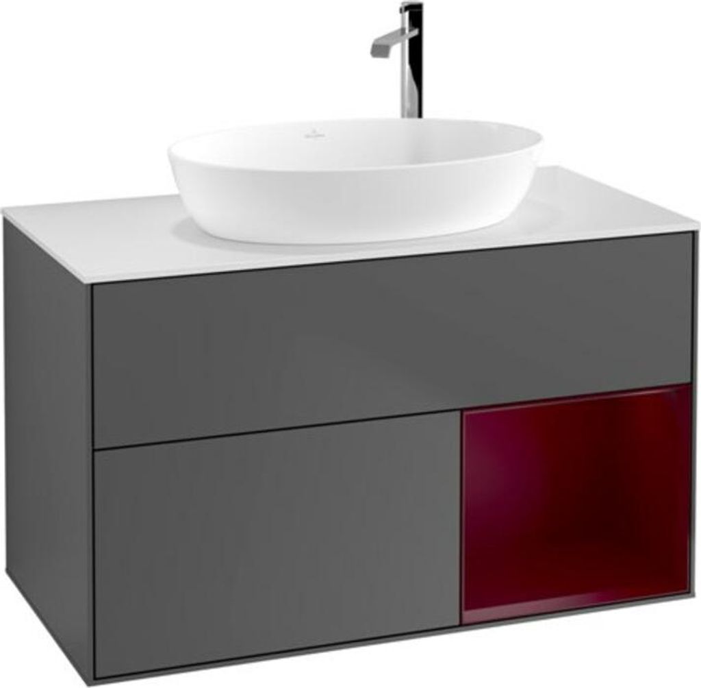 V&B Waschtischunterschrank Finion 100, Pl wh. m, Reg Peo m Lac, Anthrac. m