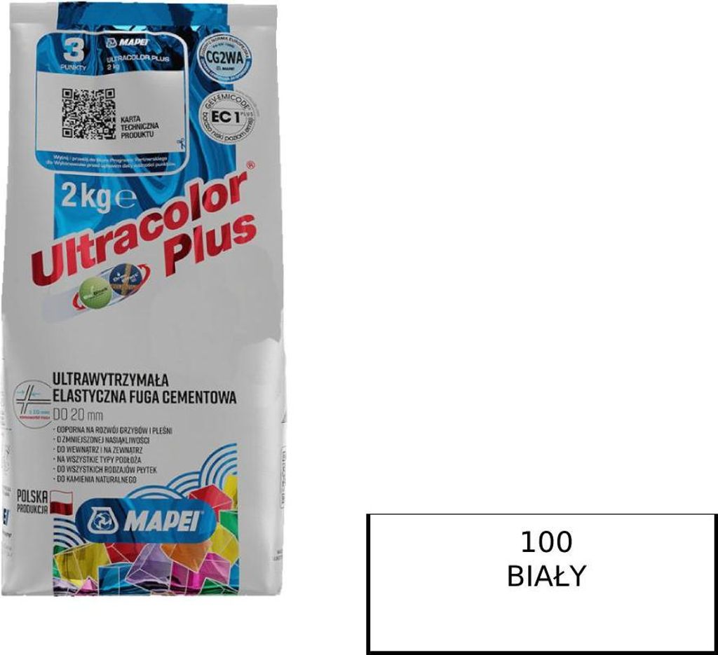 Fuga Mapei Ultracolor Plus 100 biała, 2 kg Zdjęcie produktu 