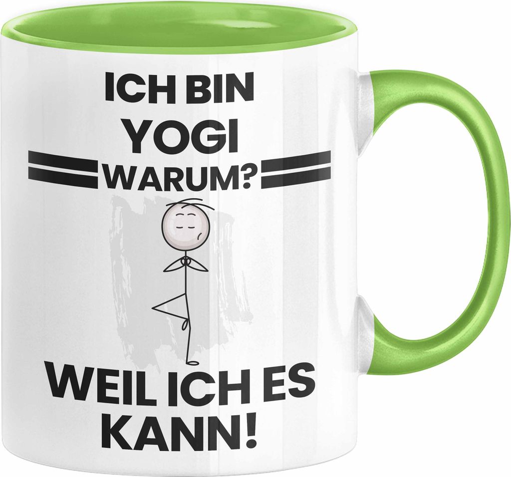 Yogi Geschenk Tasse Lustiger Spruch Ich Bin Yogi Warum Weil Ich Es Kann Geschenkidee Bester Yogi Geburtstag Kaffee-Becher (Grün)
