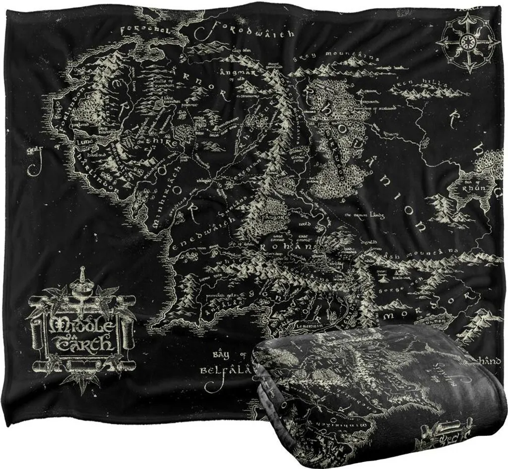 Grande Couverture Carte du Monde Seigneur des Anneaux TV18874 Colorée