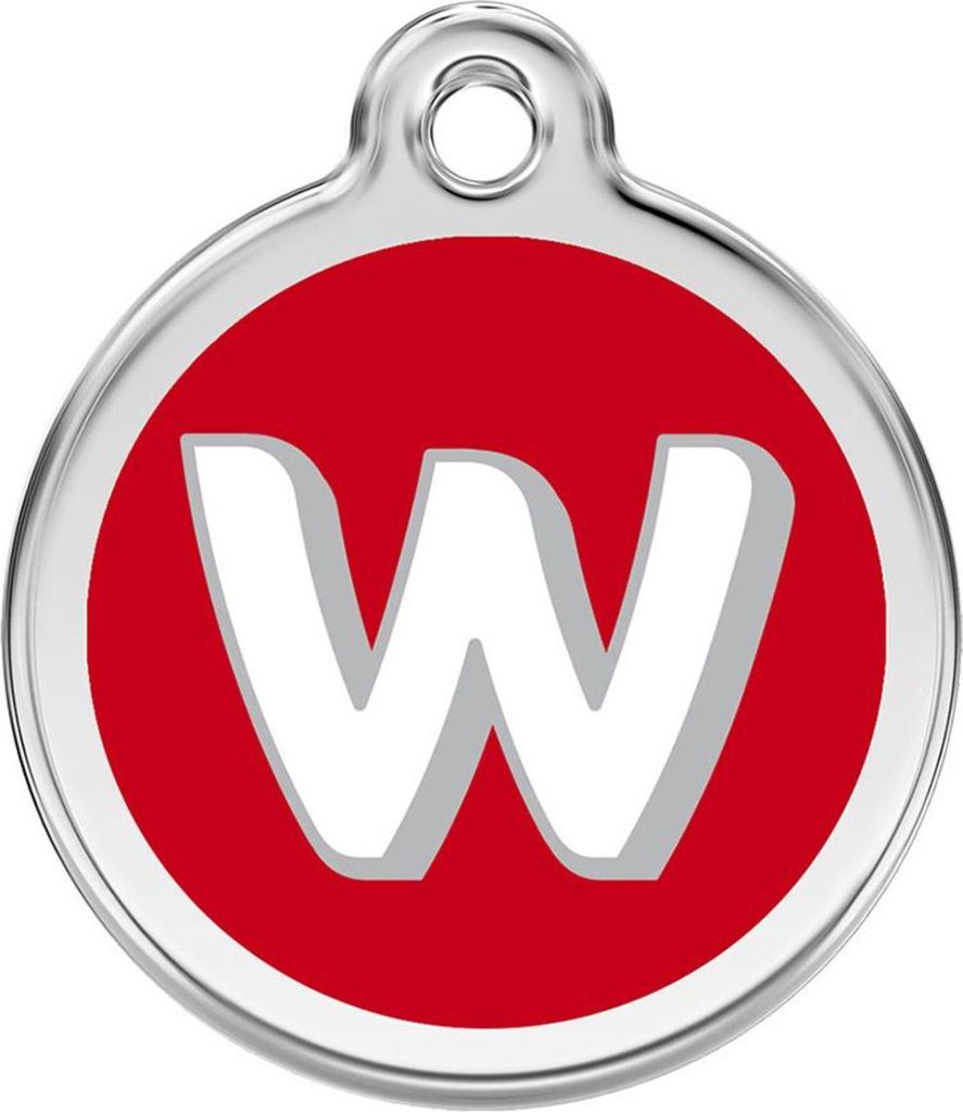 RedDingo Hundemarke mit individueller Gravur Buchstabe W rot, Größe: L