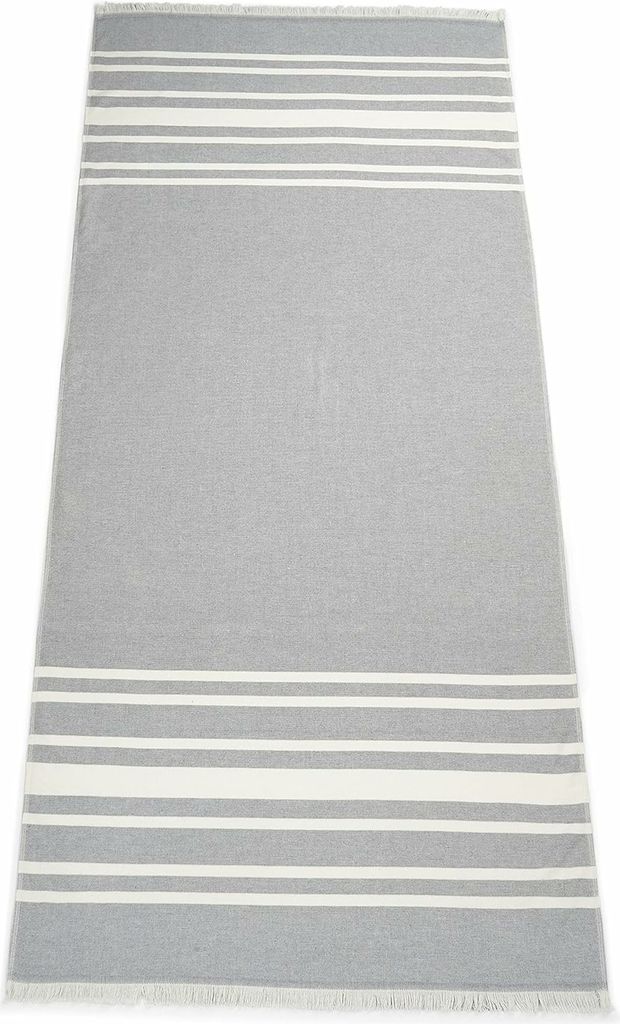 Für Ihn – Fouta Hamamtuch mit Frottee – 80 x 180 cm – Grau und Natur