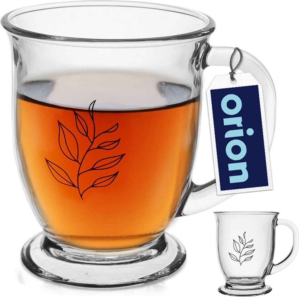 Orion Glasbecher Trinkbecher Kaffeetasse Teetasse Becher Tasse Kaffee- und Teetasse aus Glas 450 ml