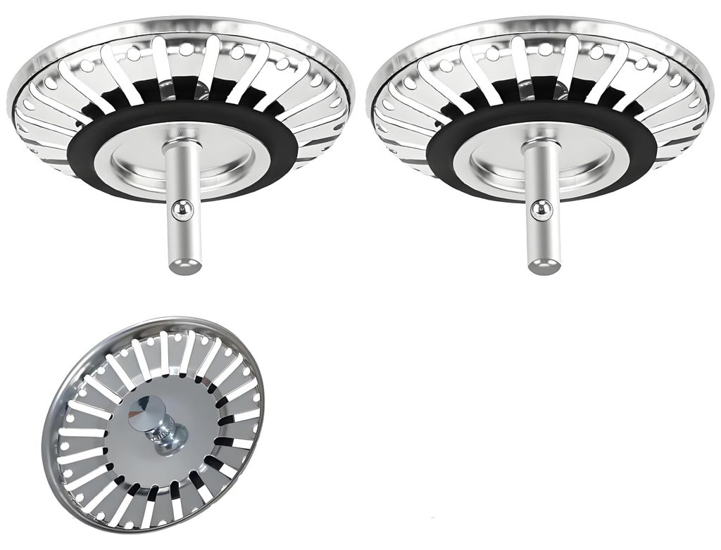 Spülbeckensieb 82 mm, 2 Stück, universelles 82-mm-Spülbeckensieb mit Abflussstopfen, Spülbeckenstöpsel aus Edelstahl, Spülbeckensieb aus Edel...
