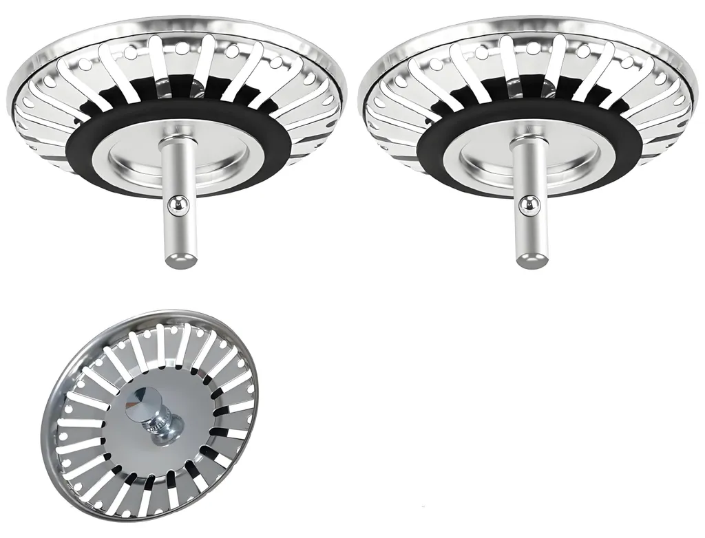 Filtre d'évier 82 mm lot de 2 en acier inoxydable avec bouchon de vidange
