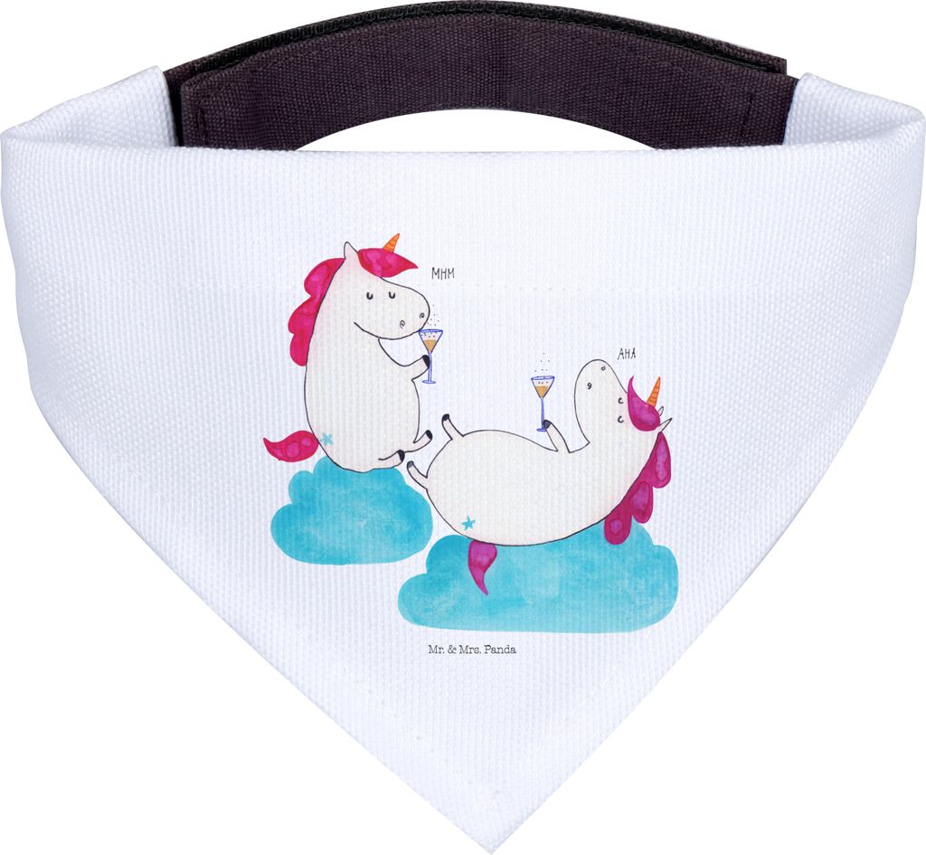 Mr. & Mrs. Panda Bandana Einhorn Sekt - Weiß - Geschenk, Hunde Halstuch, Unicorn, für Hund, BFF, Hals Tuch, Dreieckstuch, Party, Einhörner, Korken