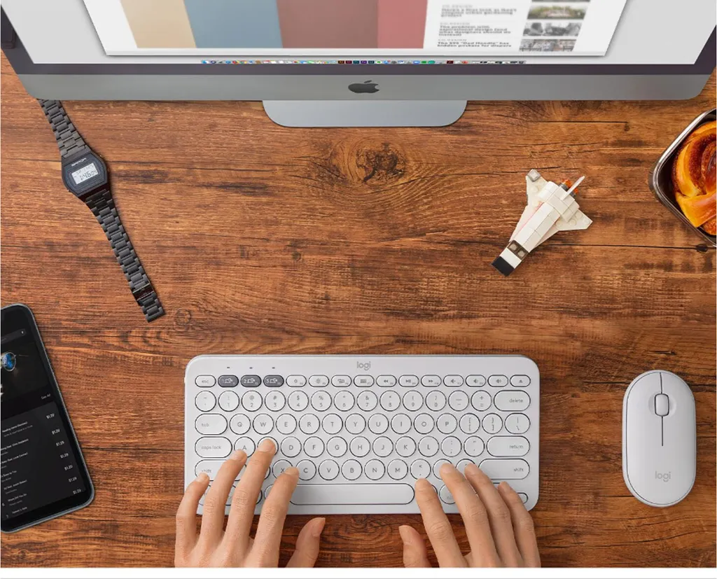 Clavier nomade Logitech K380 rose Mac pour le télétravail et l'université - 15