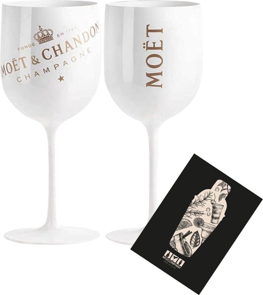Moet & Chandon 2er Set Ice Imperial Acryl / Hartplastik Glas Champagner Gläser Set in weiß/gold Champagne Becher Kelche