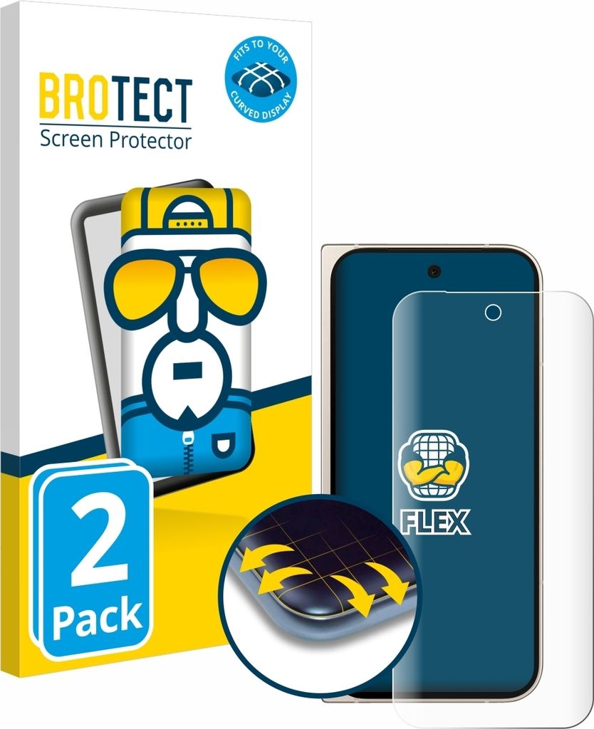 2x BROTECT Fullscreen Schutzfolie für Google Pixel 9 Pro Fold Displayschutz Folie Fullcover Klar Transparent