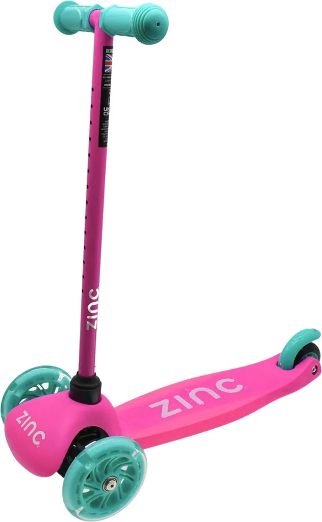 Trottinette 3 roues stable anti-chute pour enfant Zinc Sparkle rose