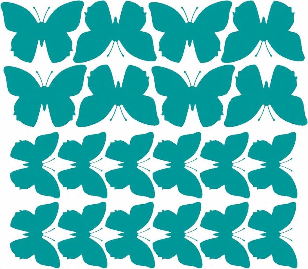 Schmetterlings-Wandaufkleber, große Aufkleber, 20 Stück, Türkis mit Glanz