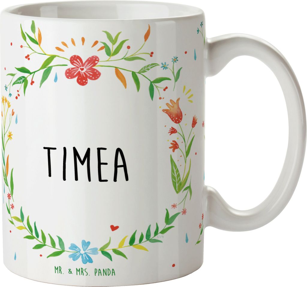 Mr. & Mrs. Panda Kaffeetasse Timea - Geschenk, Pott, Becher, Bedruckte Tasse, Teetasse, Kaffeebecher