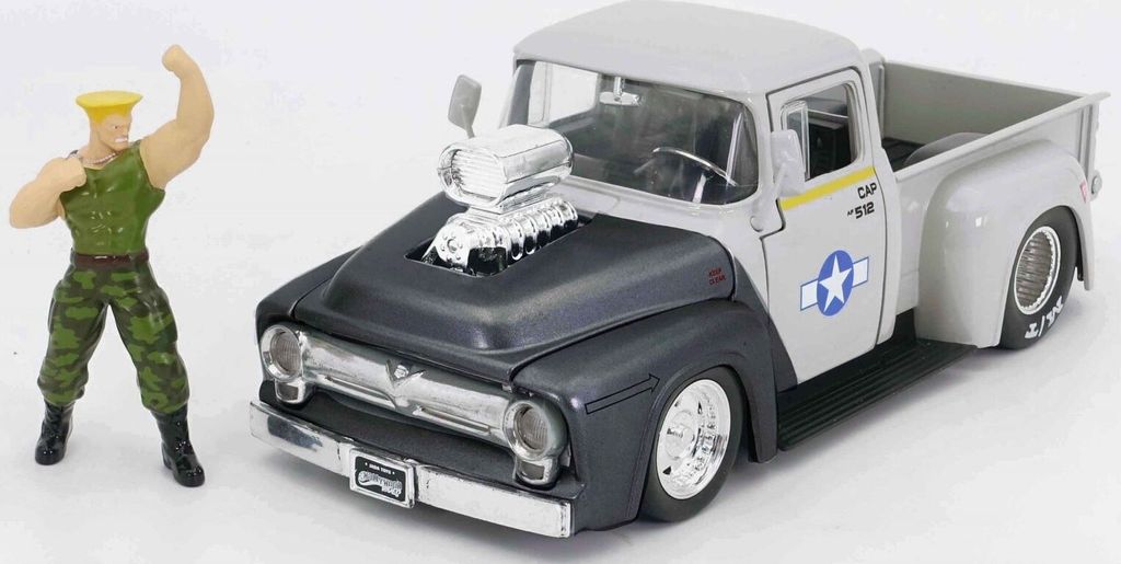 FORD F100 Pick-up 1956 grau mit Guile Figur., JAD34373, Maßstab1/24, JADA TOYS