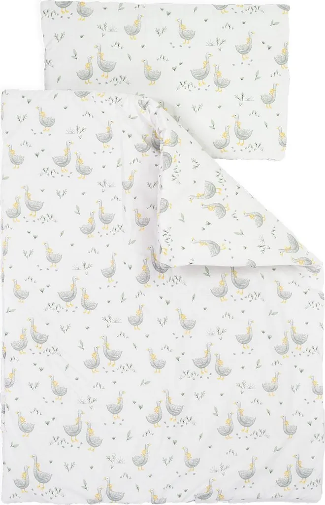 Linge de lit enfant oies motif animalier avec housse et taie d'oreiller