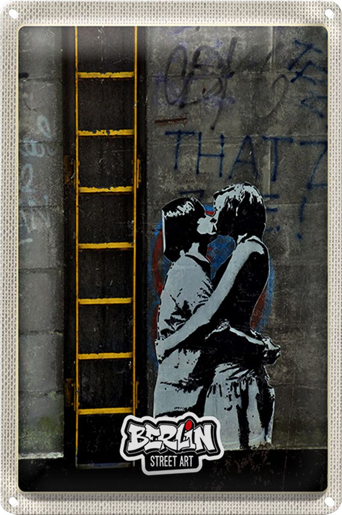 Blechschild Reise 20x30cm Berlin Kunst Graffiti Street Art