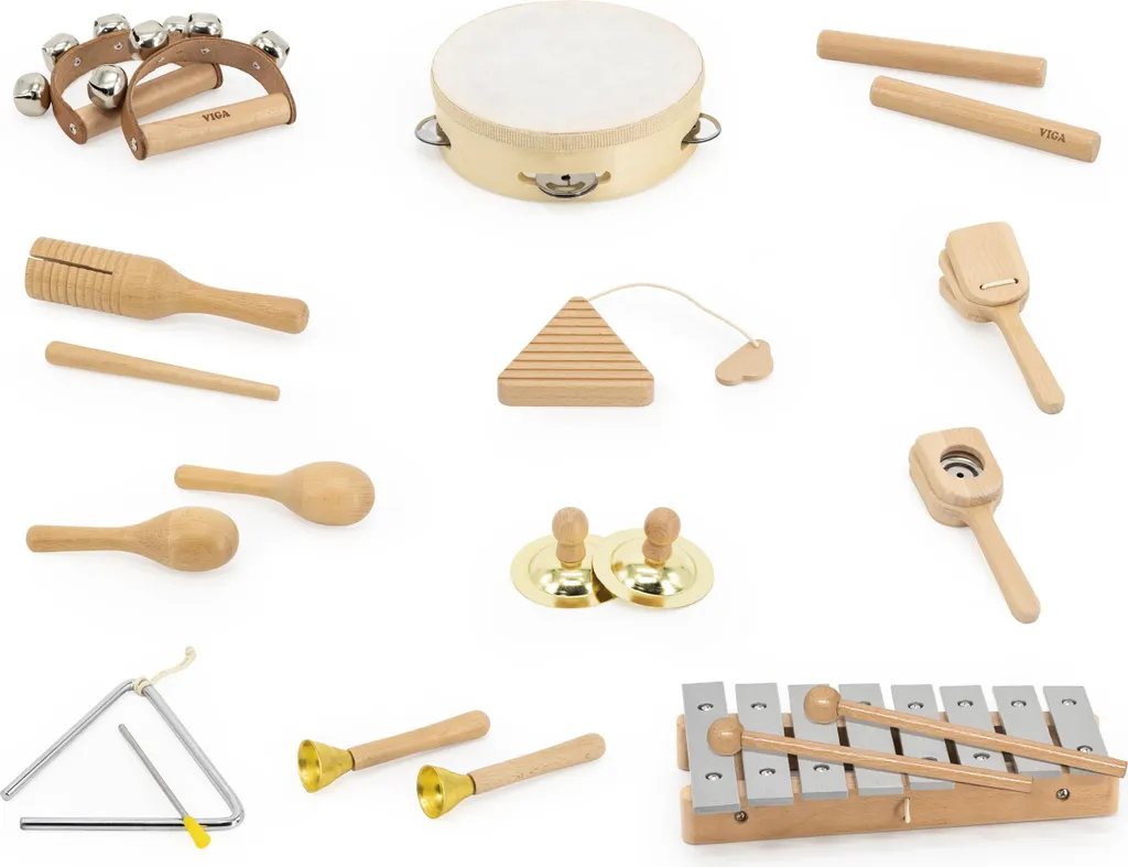 Set d'instruments de musique en bois : mallette de percussion Viga