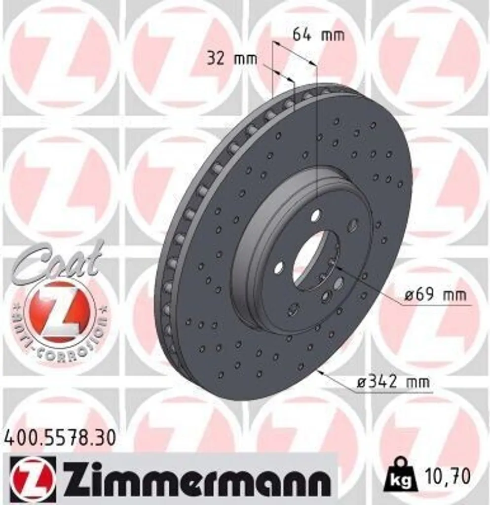 Kit Freinage Zimmermann 400.5578.30 pour Remplacement Disques d'Origine