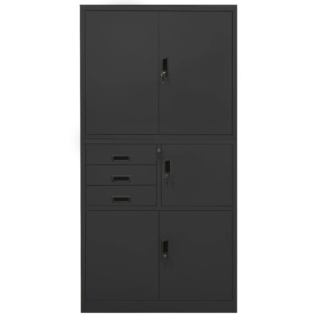 vidaXL Szafka biurowa antracytowa 90x40x180 cm stalowa Zdjęcie produktu 