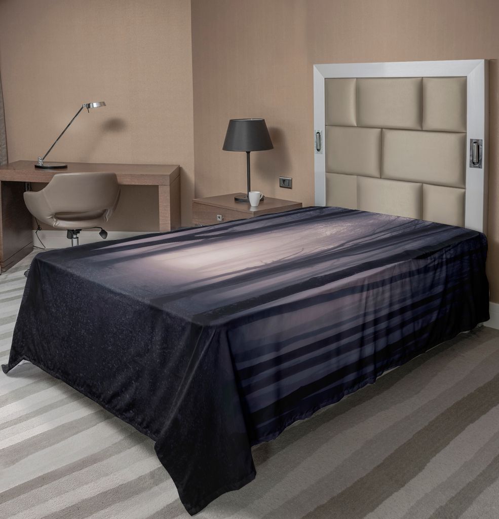 ABAKUHAUS Wald Bettlaken, Gruselig Dschungel Mystik Dunkle Tiefe im Wald mit Nebel Halloween Thema Muster, weiches bequemes oberes Bettlaken für e...