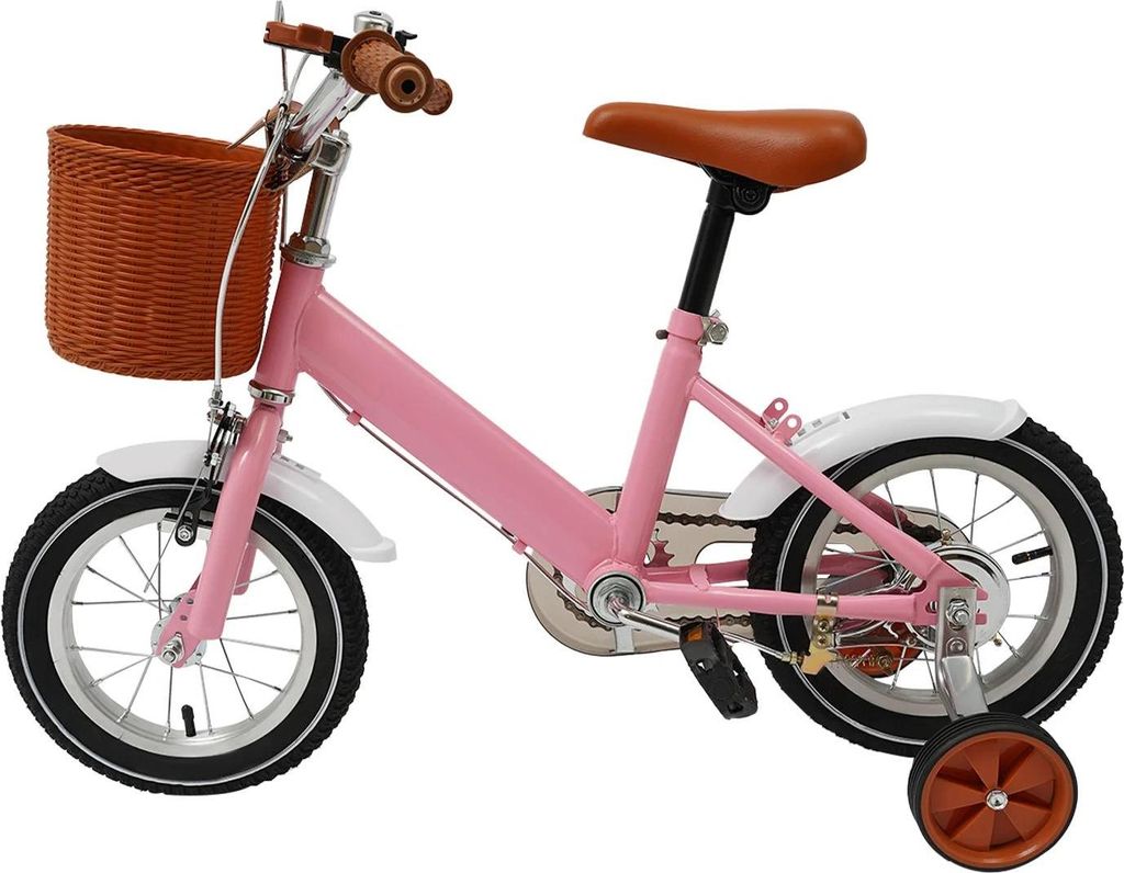 Kinderfahrrad - Räder 30 cm - Stützräder - Höhenverstellbar - Stahlrahmen - Felgenbremse - Alter 2–4 Jahre - Rosa