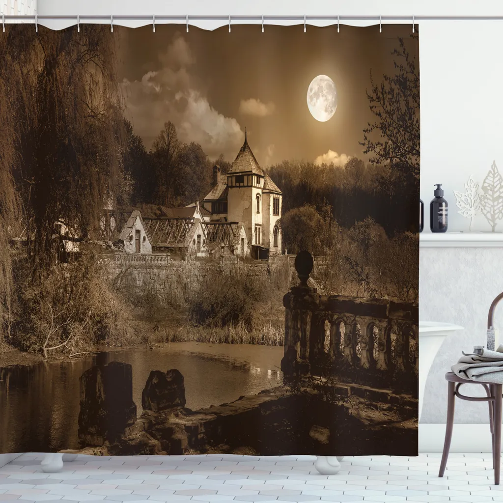 Tenda Doccia Gotica ABAKUHAUS: Atmosfera Medievale Marrone 175x220