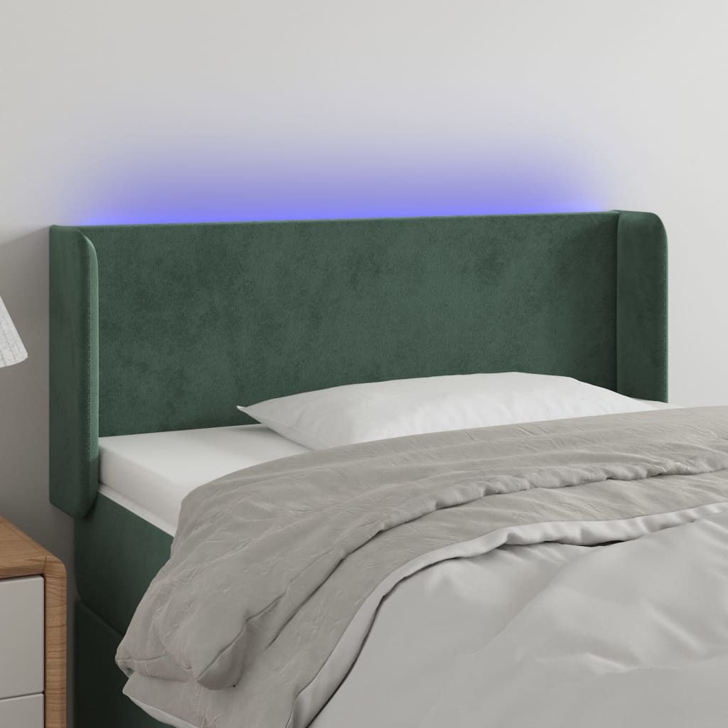 The Living Store LED Kopfteil Dunkelgrün 103x16x78/88 cm Samt