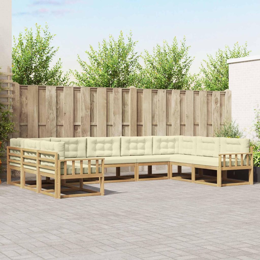 Möbel Outdoor-Sofagarnitur mit Kissen 9 pcs Weiß und CremeGartensofas - Gartensofas c2896